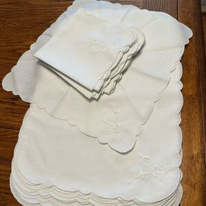 Vintage White Embroidered Table Linens